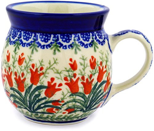 Polish Pottery Bubble Mug 8 oz Sprouting Tulips