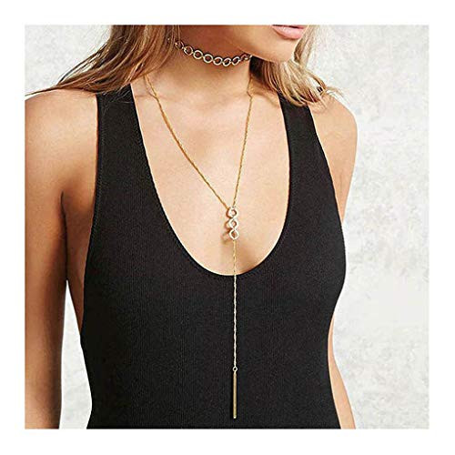 Yalice Hoop Round Choker Necklace Chain Layered Bar Drop Necklaces Jewelry for Women and Girls Gold Yalice Hoop Round Choker Necklace Chain Layered Bar Drop Necklaces Jewelry for Women and Girls Gold