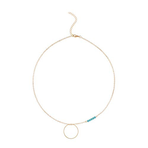 Yalice Tiny Turquoise Necklace Chain Round Ring Pendant Necklaces Jewelry for Women and Girls Gold Yalice Tiny Turquoise Necklace Chain Round Ring Pendant Necklaces Jewelry for Women and Girls Gold