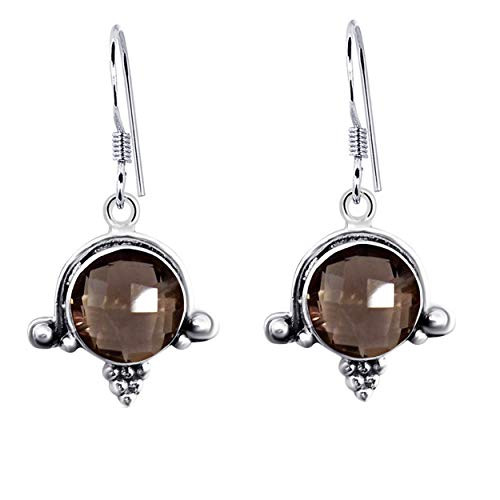 Orchid Jewelry 588 CTW Natural 10MM Round Brown Smoky Quartz 925 Sterling Silver Dangle Earrings For Women  A Beautiful Pair For Little Girls and Lovely Ladies