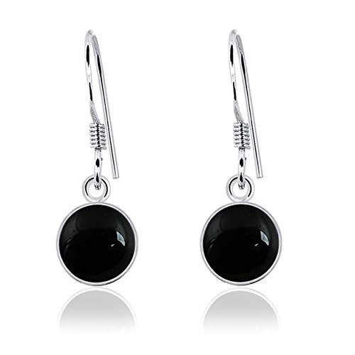 56 Ctw Round Black Onyx 925 Sterling Silver Dangle Earring For Women By Orchid Jewelry 56 Ctw Round Black Onyx 925 Sterling Silver Dangle Earring For Women By Orchid Jewelry