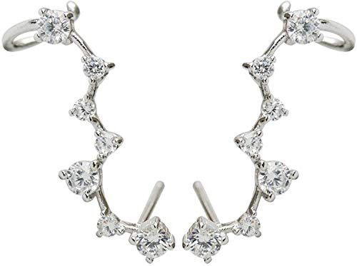 7 Crystals Ear Cuffs Hoop Climber S925 Sterling Silver Earrings Hypoallergenic Earring 7 Crystals Ear Cuffs Hoop Climber S925 Sterling Silver Earrings Hypoallergenic Earring