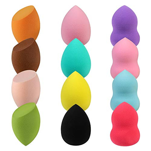 Professional Beauty Dry and wet makeup sponge?Beauty Foundation Blending Sponges Flawless for Liquid Cream and Powder Multicolored Makeup Sponges12 Pcs Set