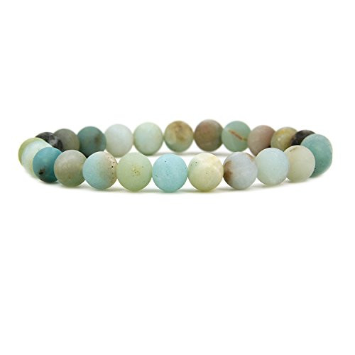 Natural Matt Multicolor Amazonite Gemstone 8mm Round Beads Stretch Bracelet 7 Inch