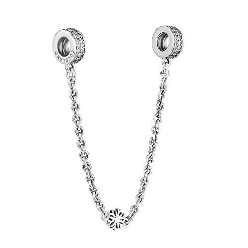 CKK 100 925 Sterling Silver Charms Jewelry Snowflake Safe Chain Fits for DIY Making Pandora Bracelet Charms for Women Girls