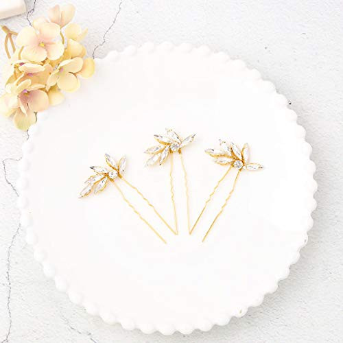 Olbye Wedding Hair Pins Crystal Bridal Headpieces for Bride and Bridesmaids Wedding Hair Accessories 3PCS Gold Olbye Wedding Hair Pins Crystal Bridal Headpieces for Bride and Bridesmaids Wedding Hair Accessories 3PCS Gold
