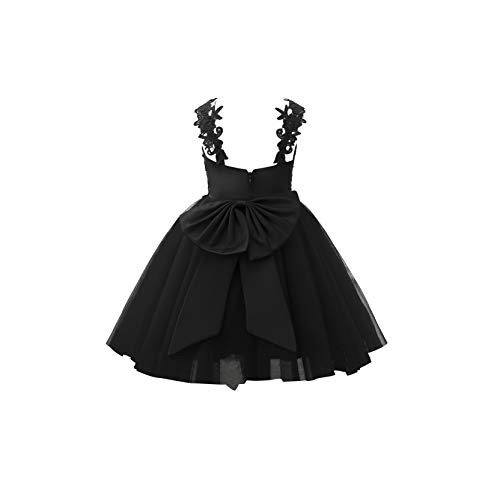 ABAO SISTER 3D Lace Applique Tulle Shoulder Strap Flower Girl Junior Bridesmaid Dress Black Size 10