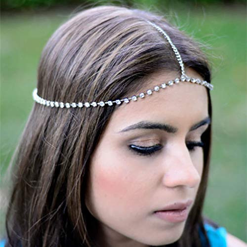 Leiorthrix Boho Crystal Head Chain Headpiece Hair Chain Bridal Hair Jewelry Wedding Hair Accessories for Women Silver Leiorthrix Boho Crystal Head Chain Headpiece Hair Chain Bridal Hair Jewelry Wedding Hair Accessories for Women Silver