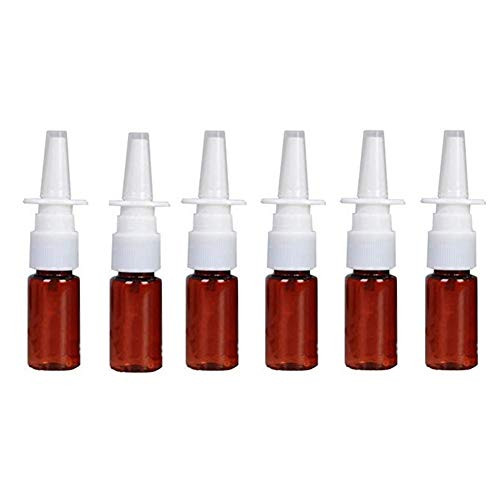 6Pcs 10ml034oz Amber Refillable Plastic Nasal Spray Bottle Empty Fine Mist Sprayers Atomizers Bottle Portable Travel Cosmetic Container For Makeup Water Perfume Essential Oils Saline Water