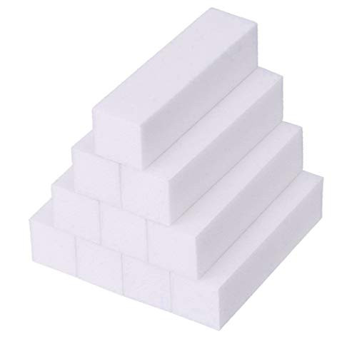 10Pcs White Sponge Nail Buffer Block 4 Way Nail Buffer Buffing Sanding Block Files Grit Professional Nail Polisher Pedicure Manicure Nail Art Tool