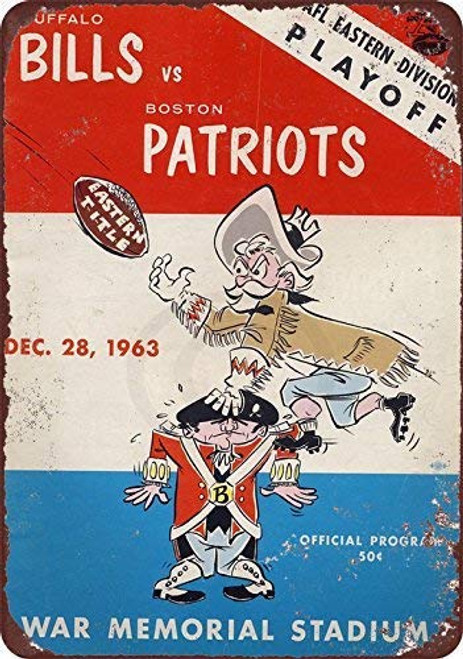 Joeaney New Tin Sign Aluminum Retro 1963 Boston Patriots Program Metal Sign 8 X 12 Inch Joeaney New Tin Sign Aluminum Retro 1963 Boston Patriots Program Metal Sign 8 X 12 Inch