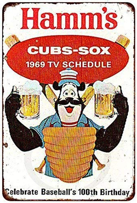 Joeaney New Tin Sign Aluminum Retro 1969 Cubs White Sox Hamms Beer Vintage Metal Sign 8 X 12 Inch Joeaney New Tin Sign Aluminum Retro 1969 Cubs White Sox Hamms Beer Vintage Metal Sign 8 X 12 Inch