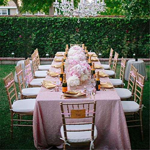 BCOOL Sequined Tablecloth 60x102Inch Pink Sequin Fabric Sequins Fabric Big Sequin Tablecloth Long Overlays for Wedding Event Party Banquet Decor