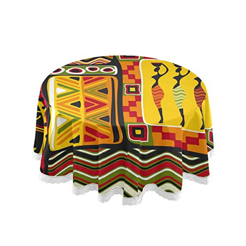 MAHU Table Cloth African Women Geometric Print 60 inch Round Table Cover DustProof Tablecloth Tabletop Protectors Decorative for Kitchen Home Dining Desk Party