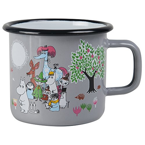Muurla Moomin Garden on Grey  Moomin Enamel Mug  37 cl