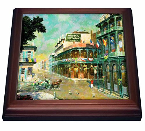 3dRose trv_80614_1 Painting Of New Orleans Just Before Mardi Gras-Trivet with Ceramic Tile, 8" x 8", Brown