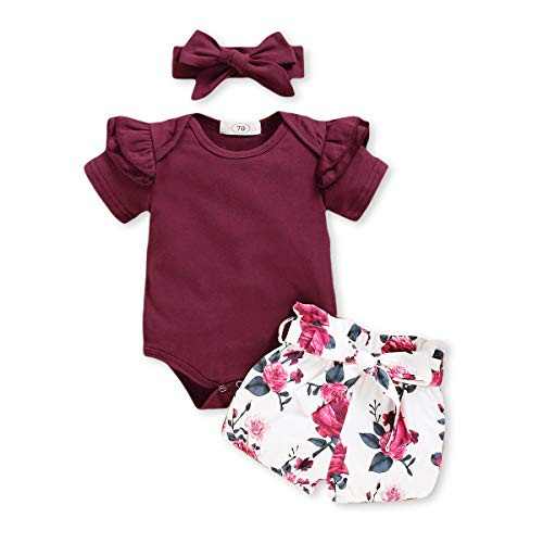 Toddler Girl Outfits Short Sleeve Bodysuit Floral Pant Outfits Summer Baby Girl Clothes Flower Pant Outfits Set for 1218 Months