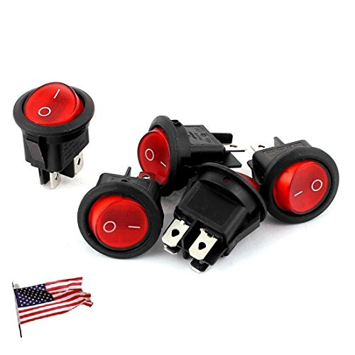 US Ship 5pcs AC 16A 250V DPST ONOff 4 Pins Round Rocker Boat Switch Red KCD1224