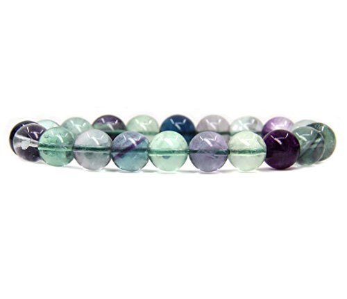 AA Grade Multicolor Fluorite Natural Gemstone 10mm Round Beads Stretch Bracelet 7 Inch