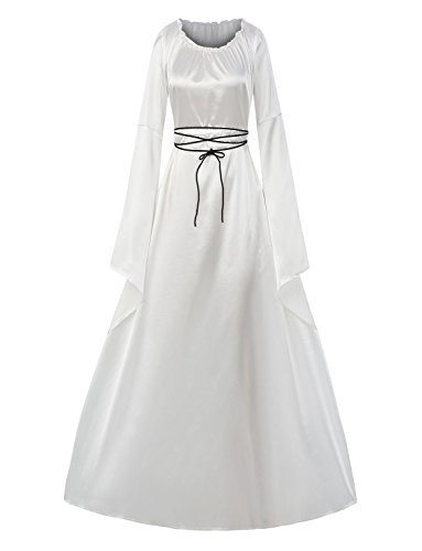 Ofenbuy Womens Halloween Cosplay Costume Renaissance Medieval Irish Gothic Victorian Dress White