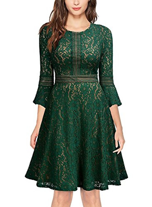 Glamulice Womens Valentines Vintage Floral Lace Dress Swing Cocktail ALine Party Dresses Green Medium Glamulice Womens Valentines Vintage Floral Lace Dress Swing Cocktail ALine Party Dresses Green Medium