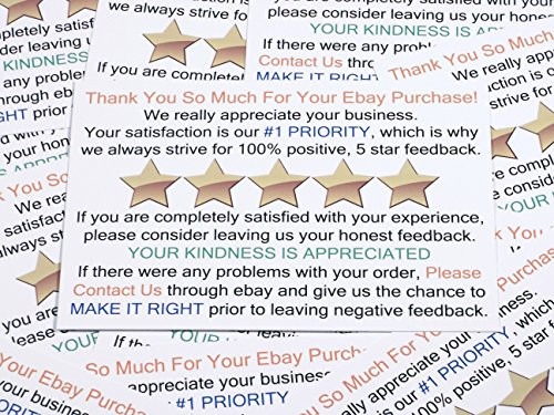 Thank You for Your Purchase and Feedback Request Package Insert Cards for Ebay Business Sellers. Add These Smart Shipping Supplies to Your Personal Ebay Start-Up Kit. (100 ct.)
