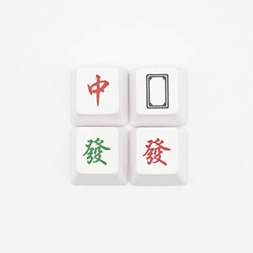 4 keycap Set Chinese Mahjong Keycaps Dyesubbed PBT Keycaps R4 Keycaps 1U Whte Keycaps DIY keycaps OEM Keycaps for Gaming Mechanical Keyboard FortuneFacai