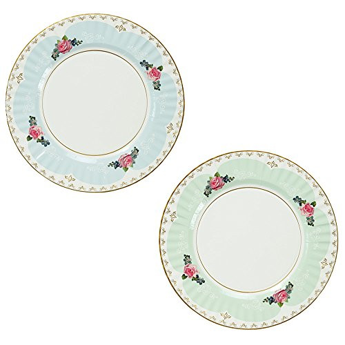 Talking Tables Truly Scrumptious Large Pastel Dinner Paper Plates for a Tea Party, Wedding or Birthday, Blue/Green