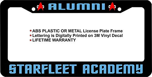 LOHIGHH Star Trek Alumni Starfleet Academy Custom Black License Plate Frame Metal 12 X 6