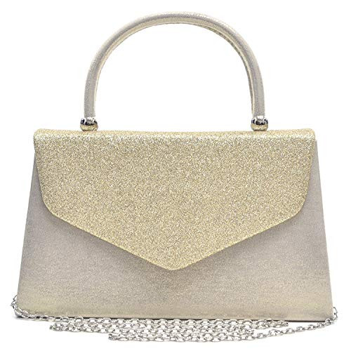 Dasein Womens Evening Bags Formal Party Clutches Wedding Purses Cocktail Prom Handbags with Frosted Glittering Gold