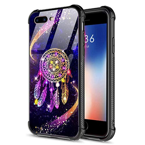 DAHAOGUO iPhone 8 Plus CaseTempered Glass iPhone 7 Plus Cases Mandala Pattern Design Shockproof AntiScratch Case for Apple iPhone 87 Plus Galaxy Purple Henna