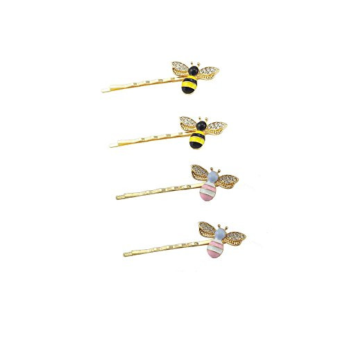yueton Pack of 4 Women Honeybee Metal Hairpin Bee Crystal Hair Side Clip Barrette Bobby Pin Hairpin Hair Accessories yueton Pack of 4 Women Honeybee Metal Hairpin Bee Crystal Hair Side Clip Barrette Bobby Pin Hairpin Hair Accessories
