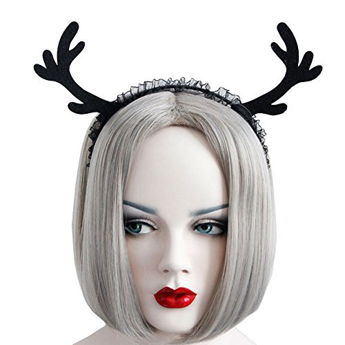 Bodermincer Christmas Antlers Halloween Christmas Headband Hairband Cosplay Fancy Dress Clothes Masquerade Headbands Women Reindeer antlers Hair Band Accessories Lace Antlers