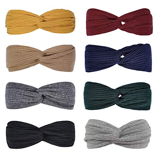 Huachi Headbands for Women Knotted Boho Stretchy Hair Bands for Girls Criss Cross Turban Plain Headwrap Yoga Workout Vintage Hair Accessories Solid Color 8Pcs Huachi Headbands for Women Knotted Boho Stretchy Hair Bands for Girls Criss Cross Turban Plain Headwrap Yoga Workout Vintage Hair Accessories Solid Color 8Pcs