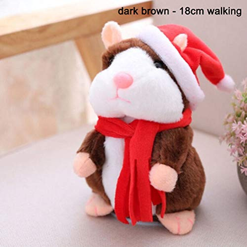 ALEXTREME Upgrade Mimicry Talking Pet Hamster Mouse Electronic Repeats What You Say Plush Toy Animal Cute Sound Record Plush Interactive Toys Ideal Gift for Kids Boy Girl 18cm Dark BrownWalking