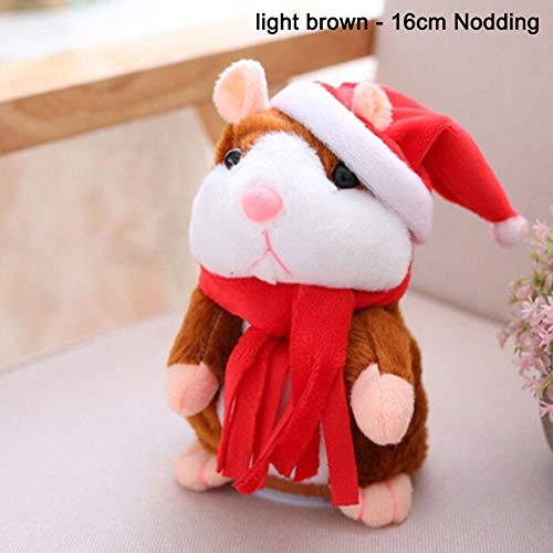 ALEXTREME Upgrade Mimicry Talking Pet Hamster Mouse Electronic Repeats What You Say Plush Toy Animal Cute Sound Record Plush Interactive Toys Ideal Gift for Kids Boy Girl 16cm Light BrownNodding