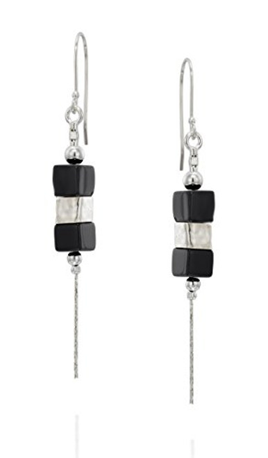 Stera Jewelry Contemporary Design 925 Sterling Silver Black Onyx Gemstone Dangle Earrings Stera Jewelry Contemporary Design 925 Sterling Silver Black Onyx Gemstone Dangle Earrings