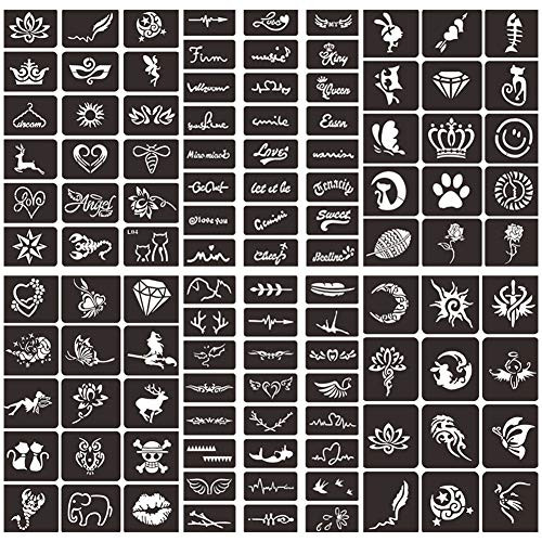 Henna Tattoo Stencils Kit India Henna Cones Paste Temporary Tattoo Stencils Glitter Body Face Painting Tattoo Stencils SelfAdhesive Reusable Henna Tattoo Stencils Stickers 6 Sheets