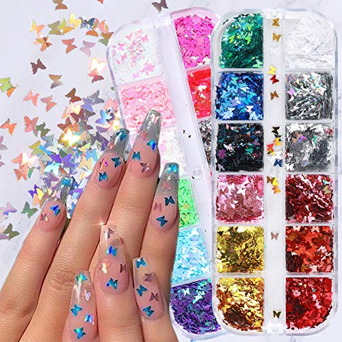 3D Butterfly Nail Glitter Sequins Splarkly Laser Butterfly Nail Sequin Holographic Acrylic Paillettes Nail Sparkle Glitter Flake for Nail Art Decoration Manicure Tips Nails Supply 24 Colorsset 3D Butterfly Nail Glitter Sequins Splarkly Laser Butterfly Nail Sequin Holographic Acrylic Paillettes Nail Sparkle Glitter Flake for Nail Art Decoration Manicure Tips Nails Supply 24 Colorsset
