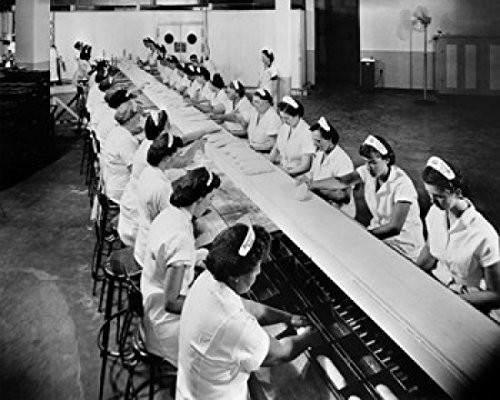 Posterazzi High angle view of a group of female workers working in a bread factory Poster Print 18 x 24