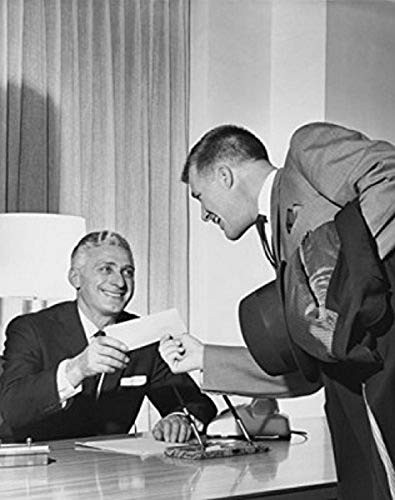 Posterazzi Businessman giving a check to his colleague Poster Print 18 x 24