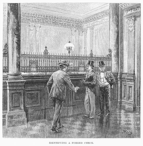 Check Forger 1890Na Check Forger Is Caught At A New York Bank Wood Engraving American 1890 Poster Print by 18 x 24