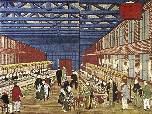 Japan Silk Factory Nsilk Reeling Factory With Women Workers In Tomioka Japan Woodblock Print Triptych C1875 By Ichiyosai Kuniteru Poster Print by 18 x 24