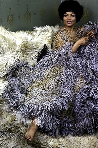 Eartha Kitt wearing a fur and animal print robe Photo Print 8 x 10