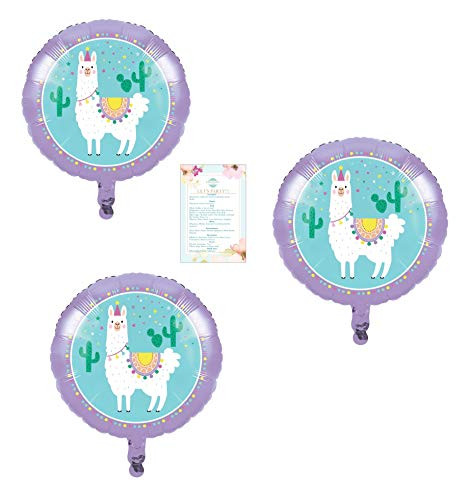 3 Llama Print Metallic Balloons 18 Party Planning Checklist Included