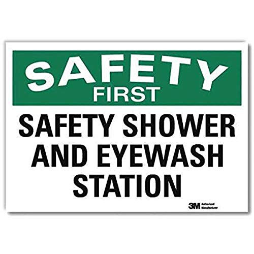 SmartSign Safety First  Safety Shower and Eyewash Station Label  10 x 14 3M Engineer Grade Reflective