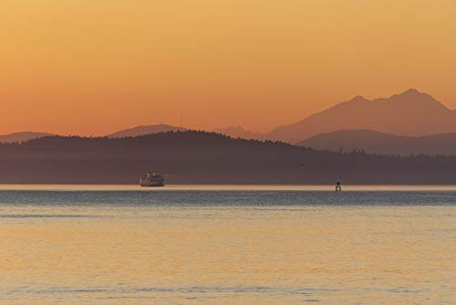 Posterazzi PDDUS48TDR1741 USA Washington State Ferry in Evening Light Calm Puget Sound Photo Print 18 x 24 Multi