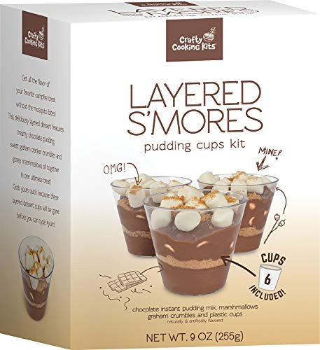 Smores Pudding Cups  Crafty Cooking Kits  Includes Chocolate Instant Pudding Mix Marshmallows Graham Crumbles and Plastic Shot Cups  Chocolate Dessert Mix