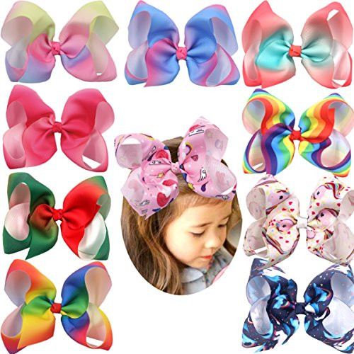 10PCS 6Inch Large Big Hair Bows Grosgrain Ribbon Rainbow Bow Alligator Hair Clips Unicorn Hair Bows For Baby Girls Toddlers Kids Teens 10PCS 6Inch Large Big Hair Bows Grosgrain Ribbon Rainbow Bow Alligator Hair Clips Unicorn Hair Bows For Baby Girls Toddlers Kids Teens