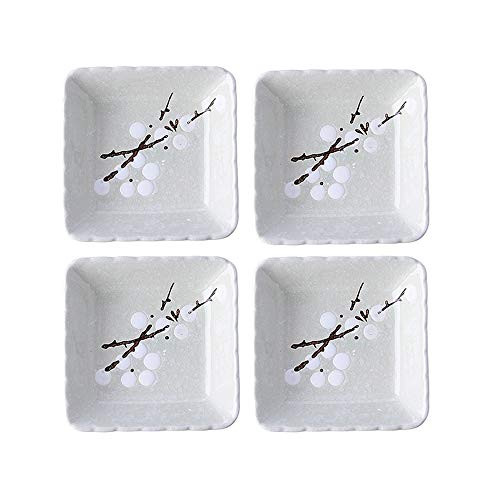 SOCOSY Ceramic Square Sauce Dish Sushi Dipping Bowl Appetizer Plates Porcelain Serving Dish Seasoning Dishes Set of 4
